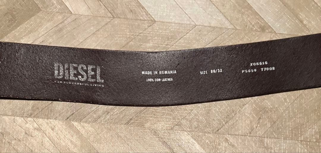 DIESEL ブラウン レザー ベルト 32 24時間限定商品