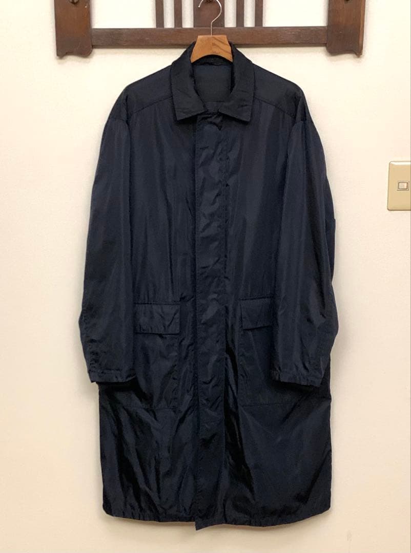 ネイビー フード付き （取り外し）ロングコート