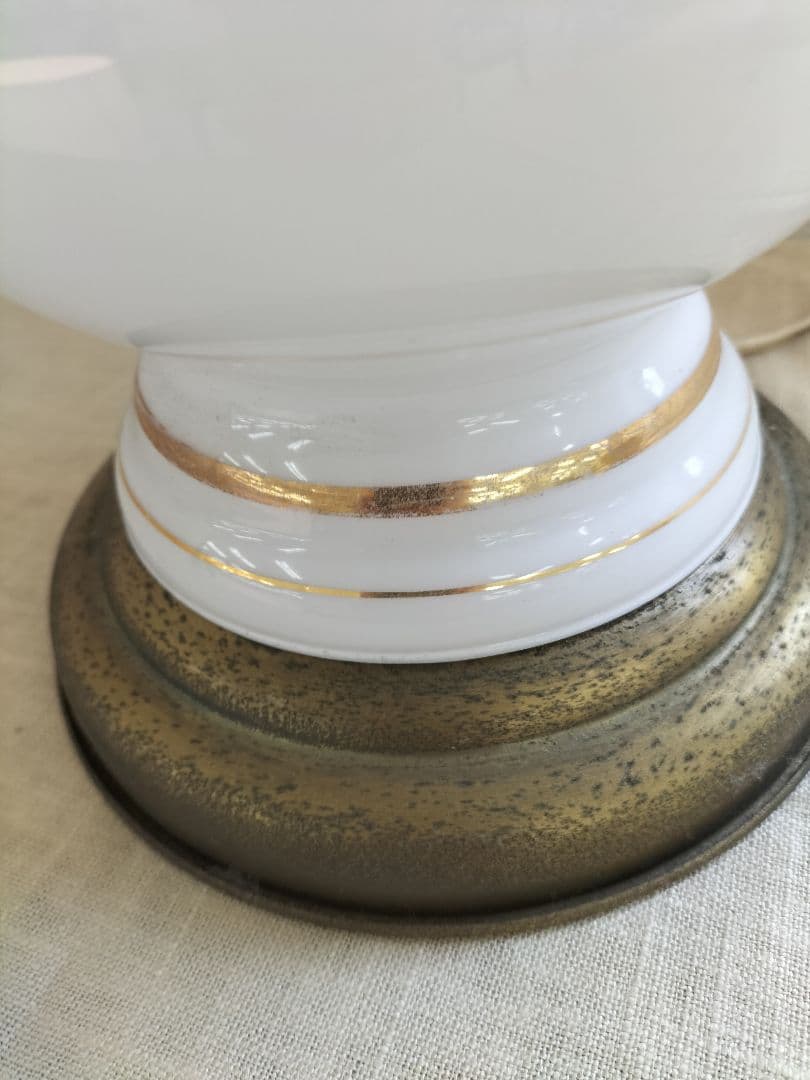 ヴィンテージ　花柄ガラスシェード　有田焼陶器ベース　フロアスタンド　照明器具