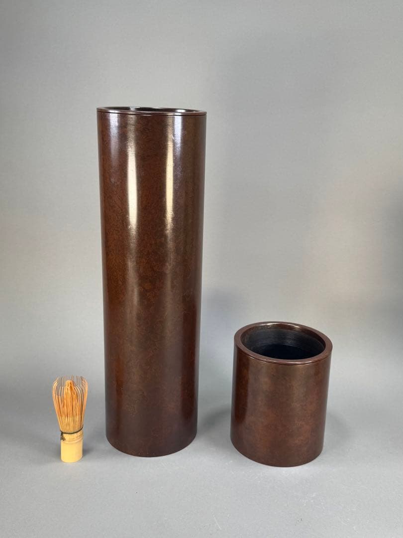 いけばな　鋳銅　唐銅花器　池坊　古流　未生流　龍生派　2点セット高さ45.8cm