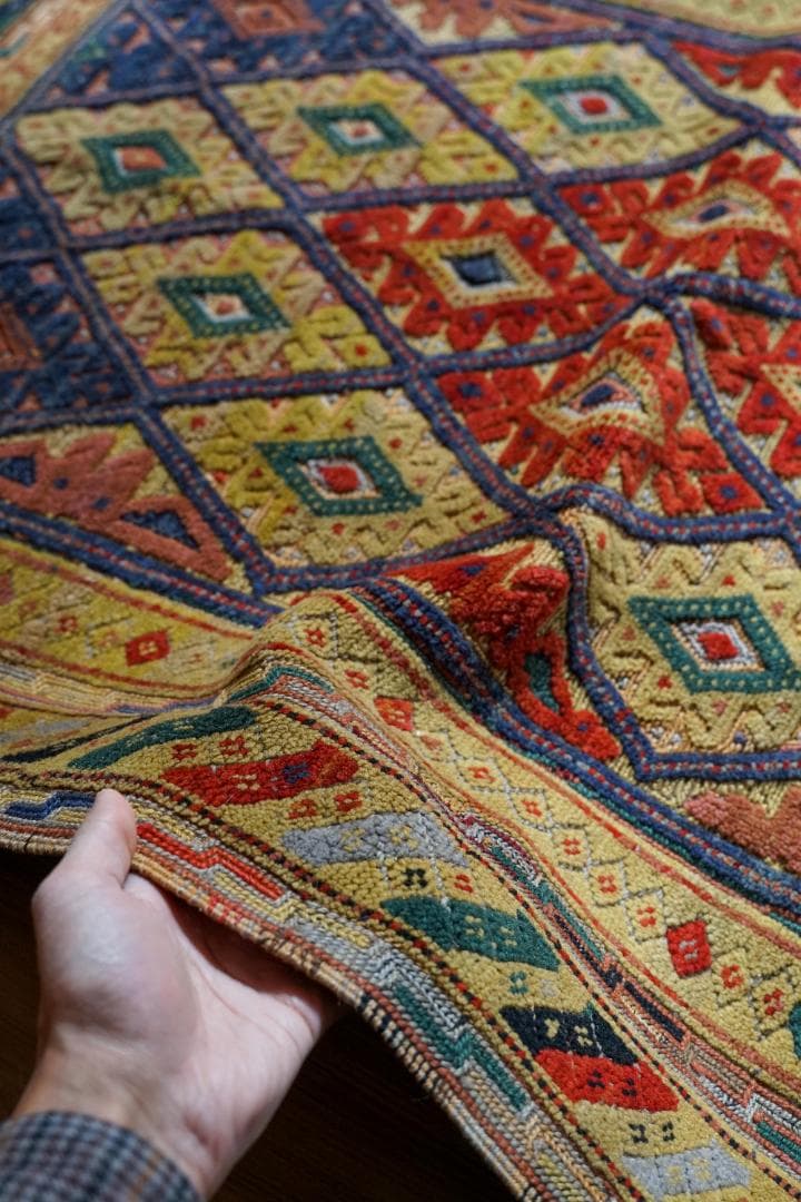 126×93cm　アフガニスタン の マシュワニ手織り キリム トライバルラグ