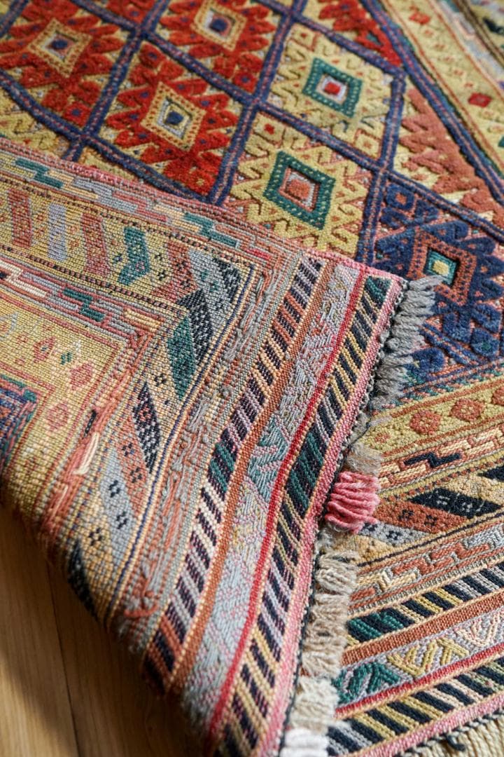 126×93cm　アフガニスタン の マシュワニ手織り キリム トライバルラグ