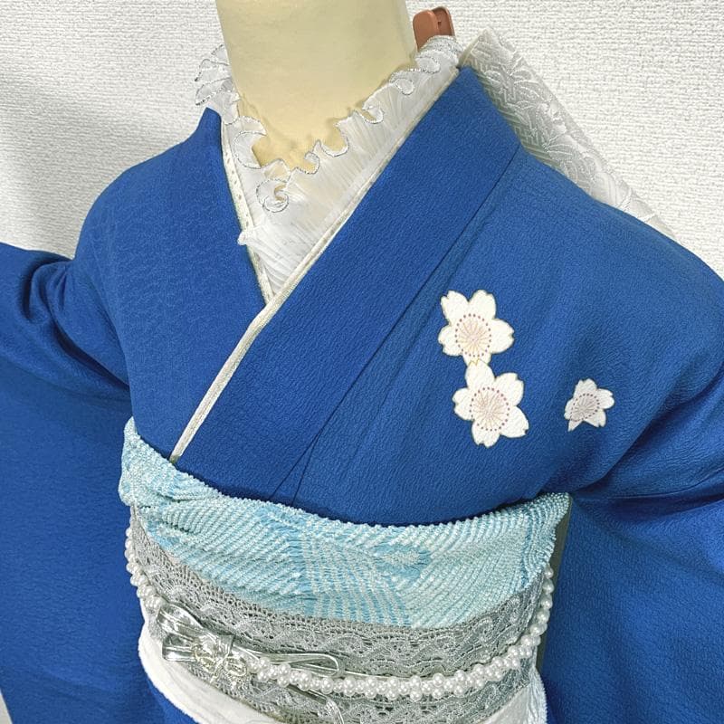 502z25.504y12.小物類.311x5〇人気色 振袖 青 桜 シンプル〇