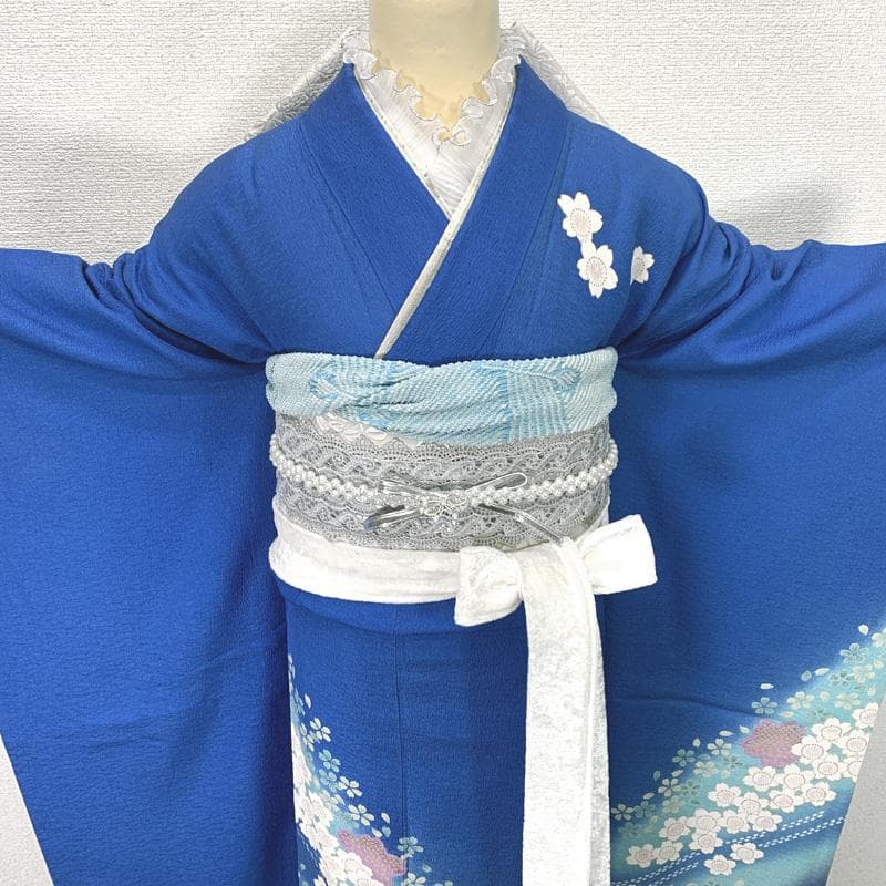 502z25.504y12.小物類.311x5〇人気色 振袖 青 桜 シンプル〇