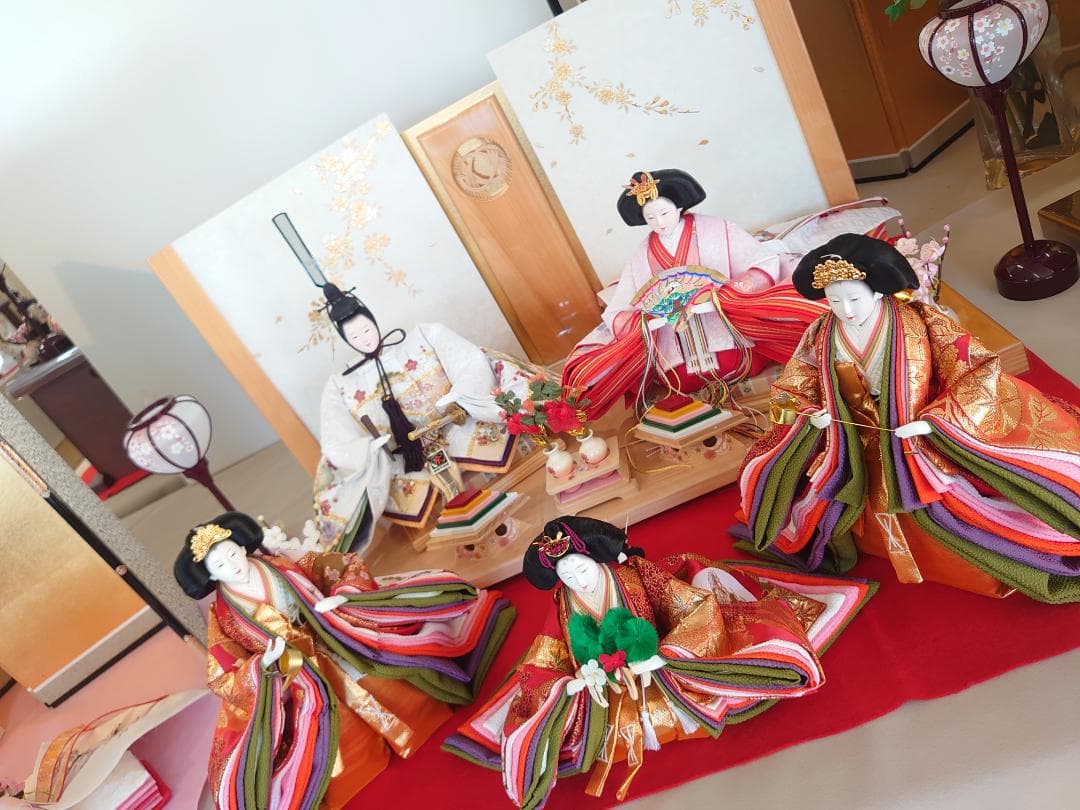 ●金襴衣装三人官女（大）　キラキラ入り　●おひなさま　●お雛様