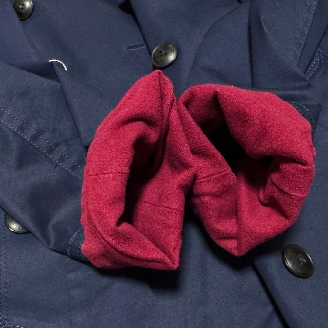 バーバリーブラックレーベル ライナー付ダブルショートトレンチコート ネイビー紺M