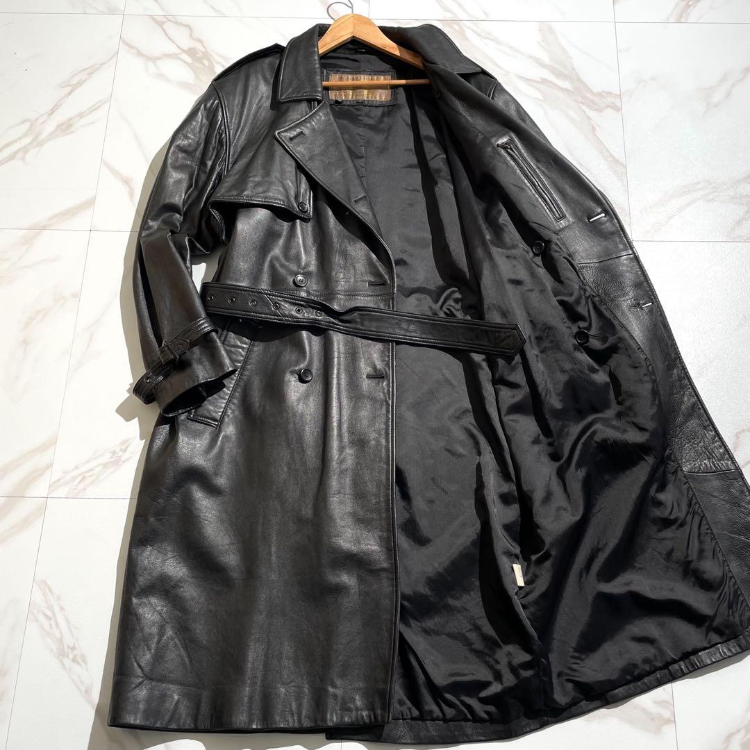 【希少】ハラジュクマザー ラムレザー トレンチコート マキシ丈 XLサイズ 黒