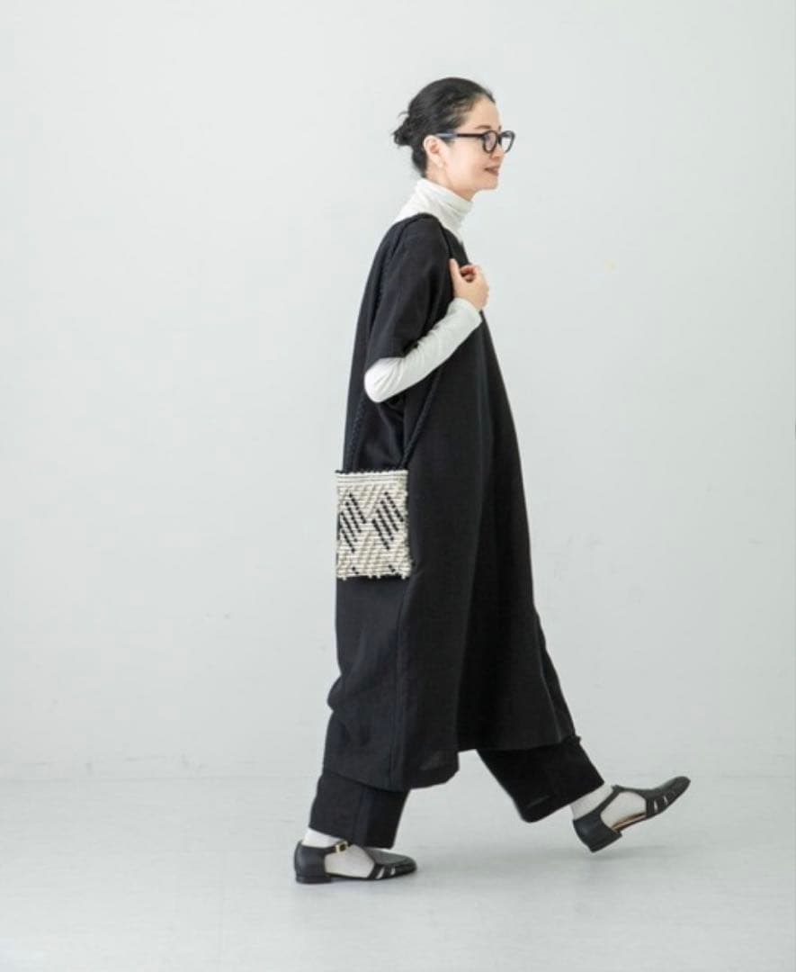 かぐれ　ウールリネンカフタンワンピース　美品