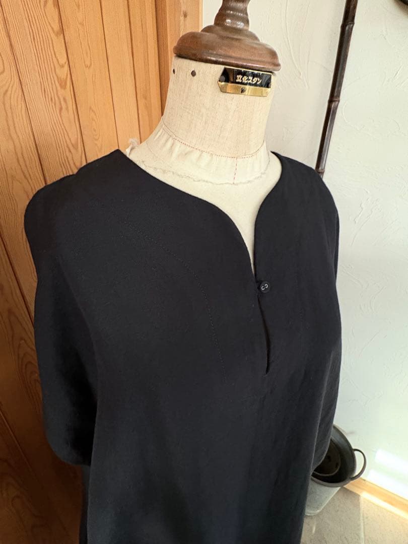 かぐれ　ウールリネンカフタンワンピース　美品