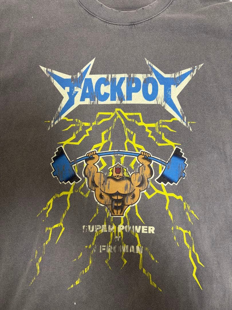 JACKPOT MARKET ビンテージグラフィックTシャツ グレー Lサイズ