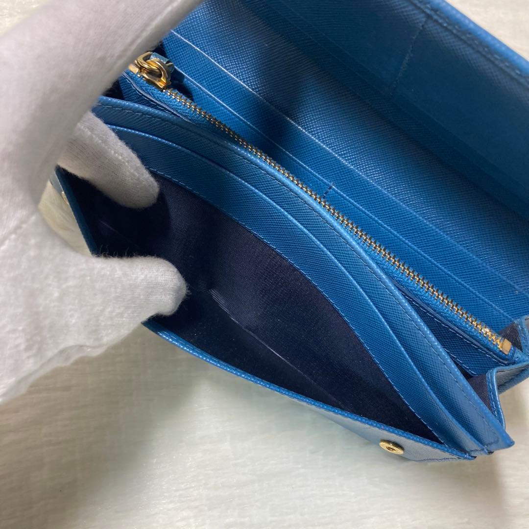 PRADA プラダ　サフィアーノ　長財布　ロングウォレット　青　箱付き　人気