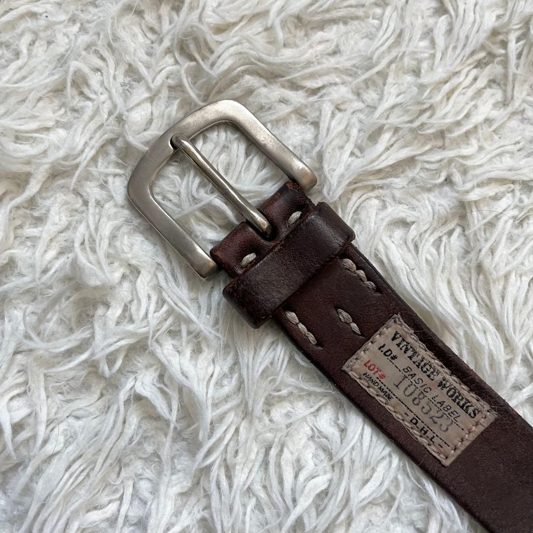 良品　ヴィンテージ ワークス　レザーベルト　ブラウンDH5649 108523