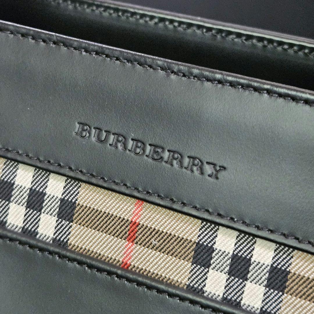 【美品】BURBERRY ノバチェック カーフレザー キャンバス ハンドバッグ