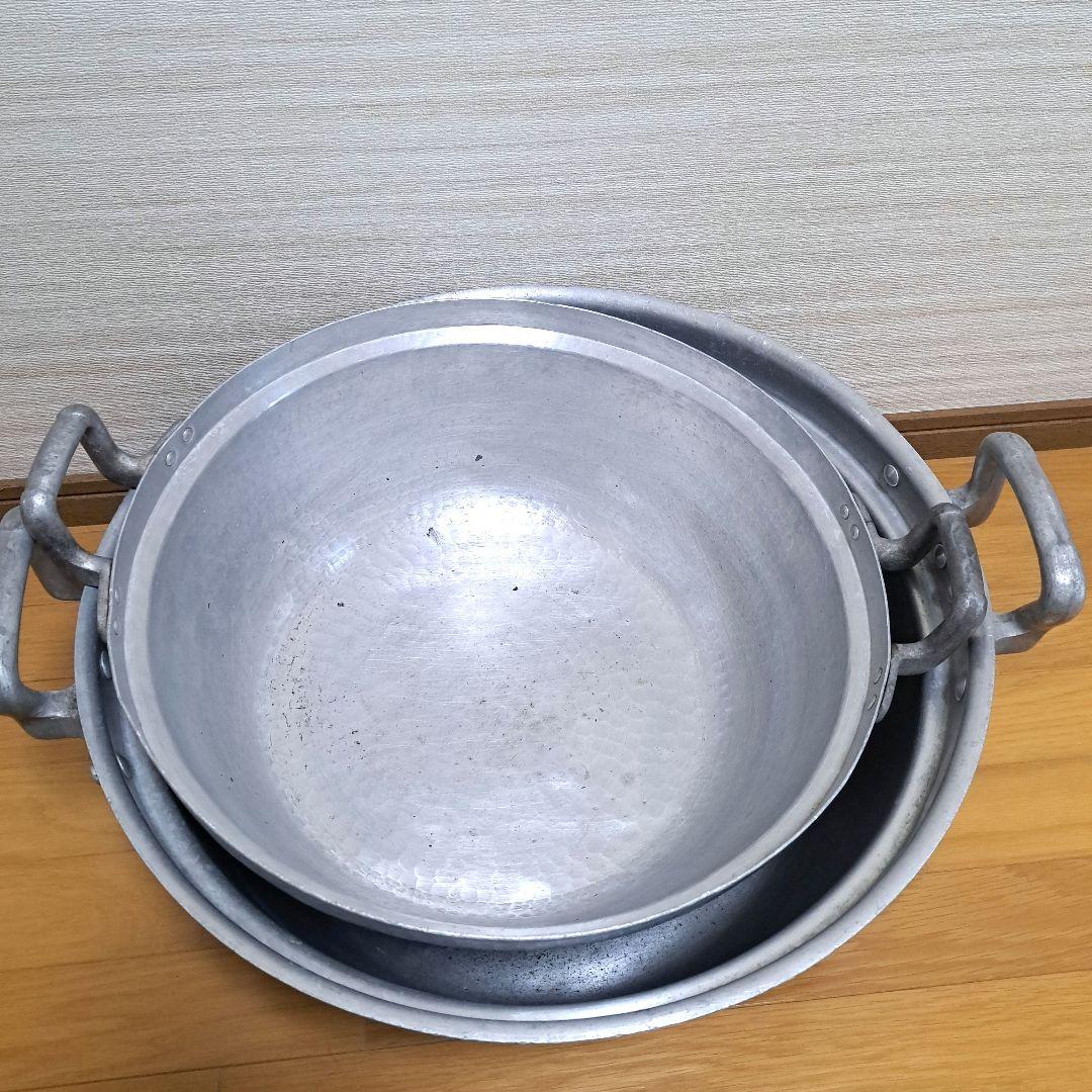 業務用アルミ製両手鍋セット 大 46㎝.51㎝の2点
