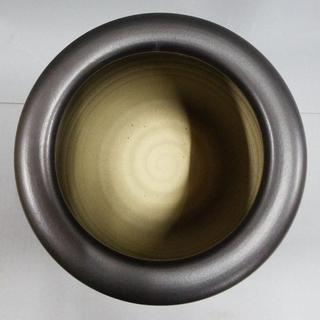 信楽焼陶器 火鉢  黒 手あぶり 灰皿  直径２５cm