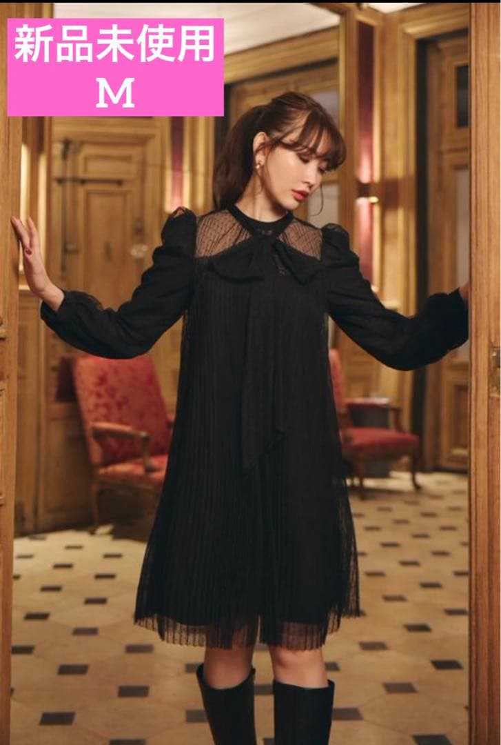 ワンピース French Pleated Lace Dress M