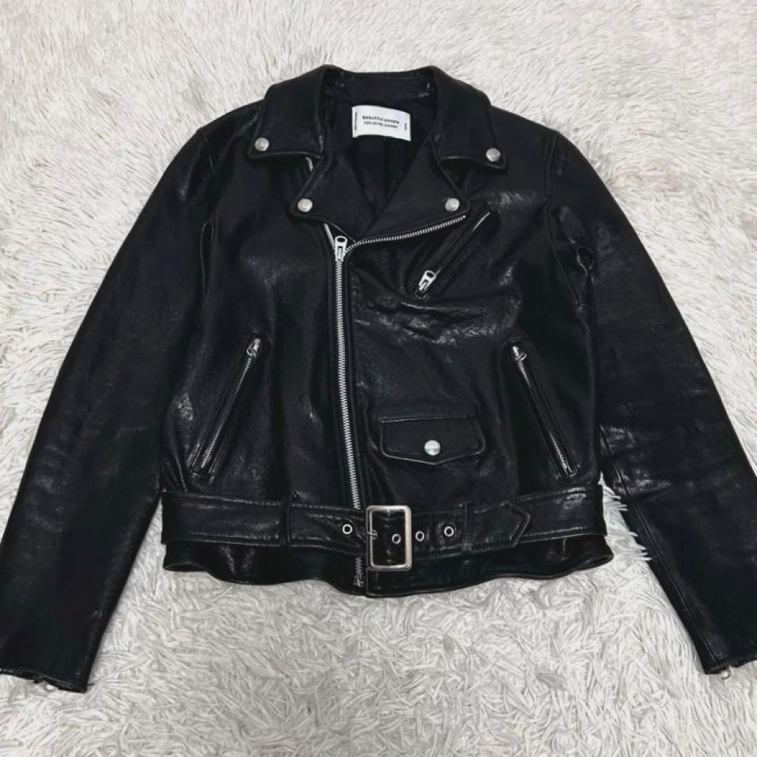 近年モデル　beautiful people ダブルライダース　ジャケット　黒