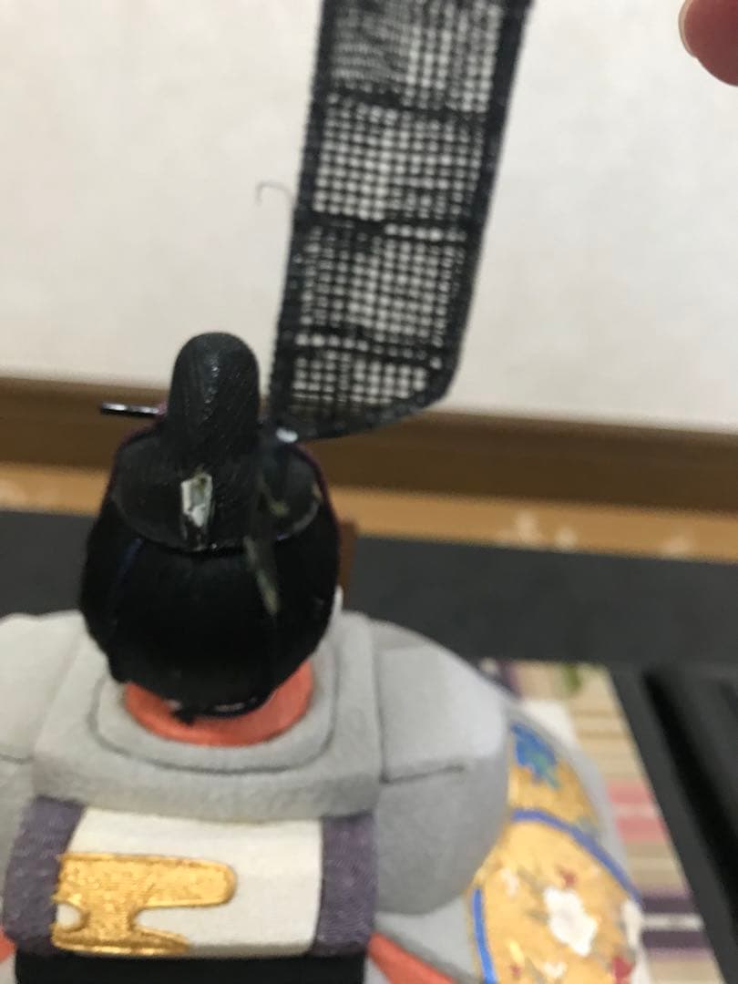 初代石川潤平 木目込　雛人形 鶴亀雛 本金蒔絵黒屏風