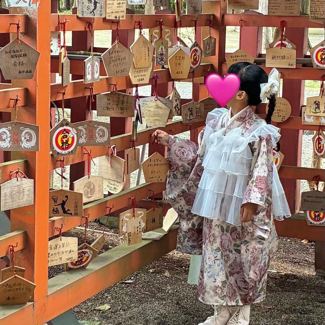 キャサリンコテージ チュールフリルエプロン 着物ワンピース 被布 七五三 7歳