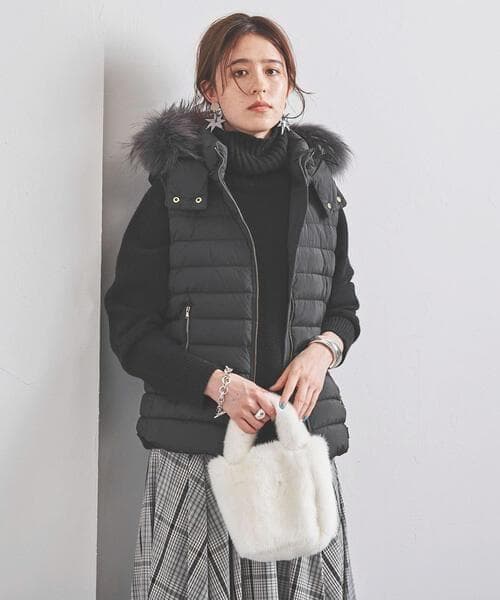 美品 ORSIERA ダウン ベスト ファー 取り外し可 3way ブラック