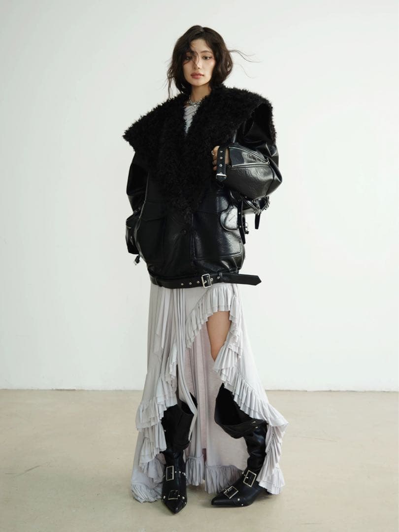 JNYLON-24AW ダーククール　PUレザー　オーバーシルエットジャケット