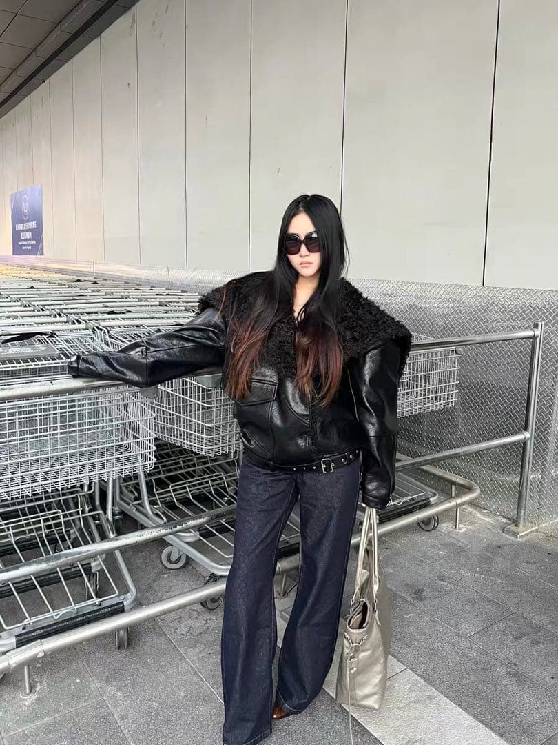 JNYLON-24AW ダーククール　PUレザー　オーバーシルエットジャケット