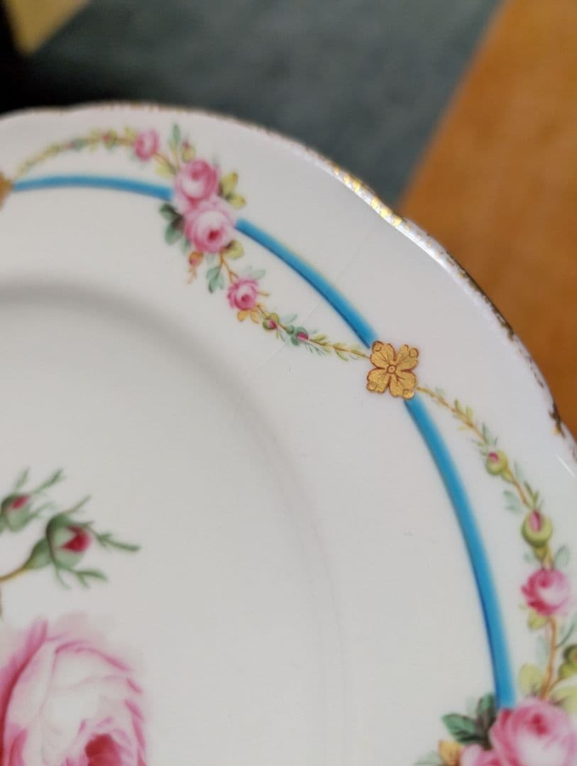 ミントン　ローズとガーランド　アンティーク　プレート