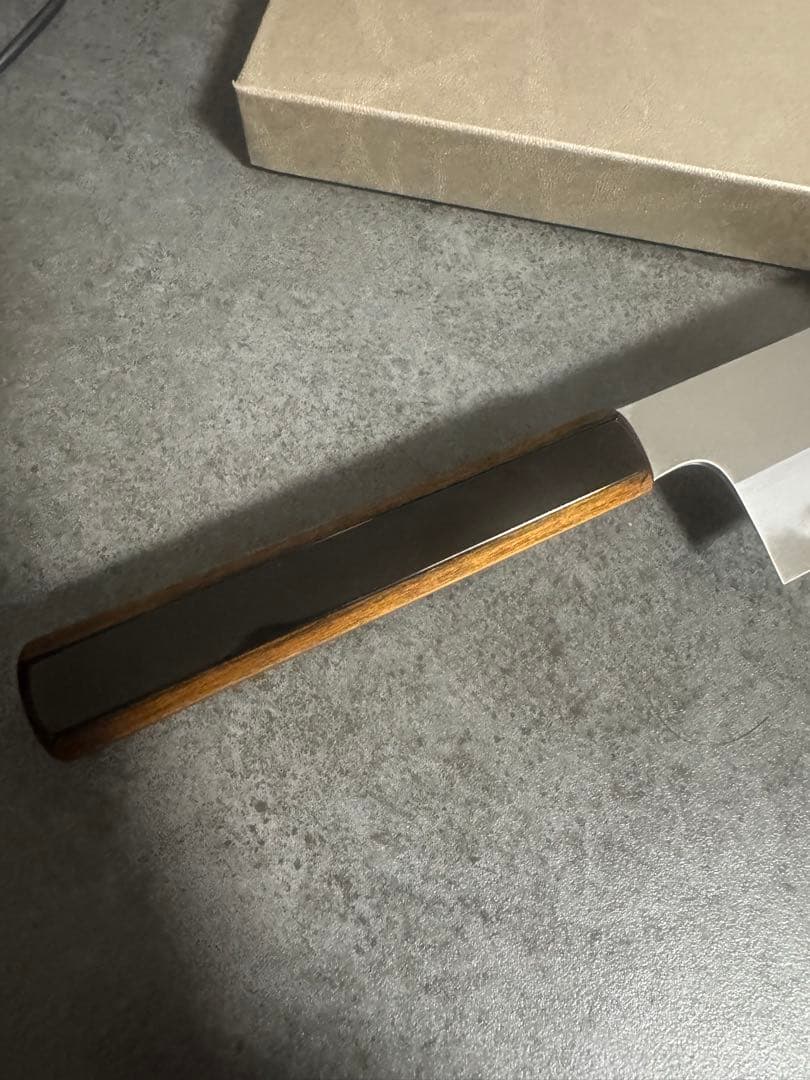 【極美品】包丁 界一文字光秀 煌　青一鋼　黒　黒呂柄 和式牛刀