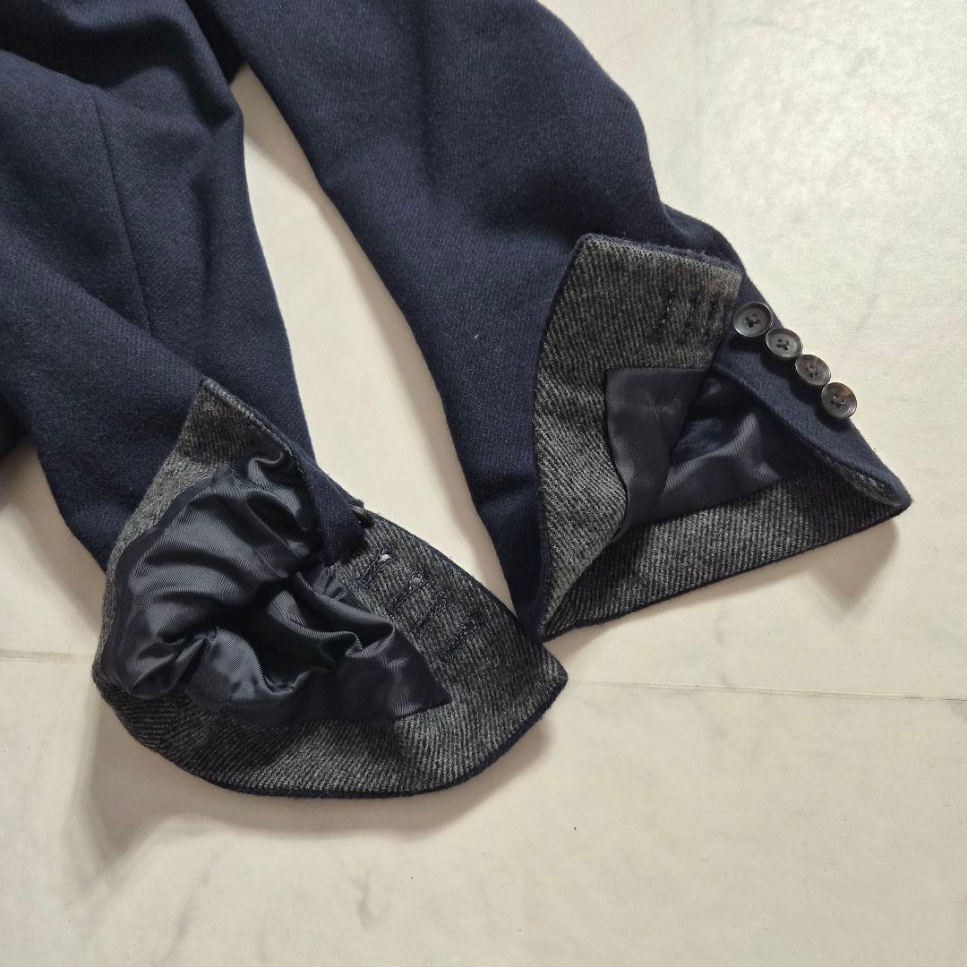 【美品 LL】スーツセレクト 尾州ウール チェスターコート ネイビー