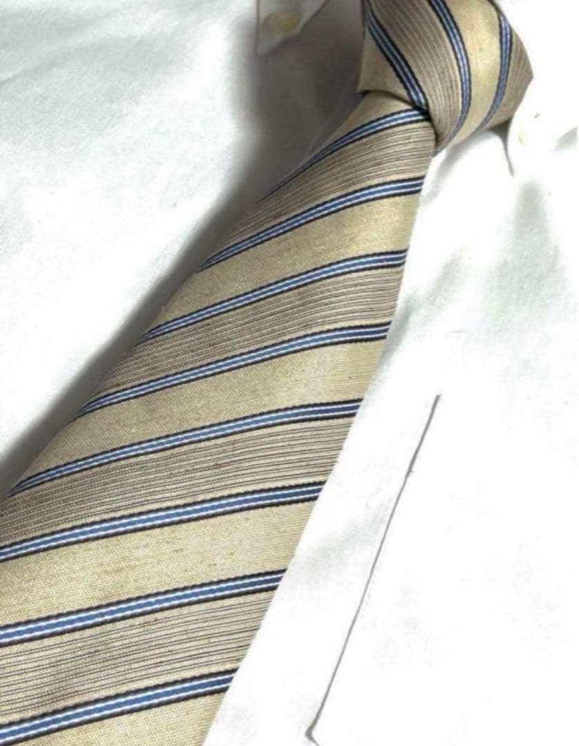 Christian Dior ネクタイ ベージュ系 ストライプ ロゴ柄