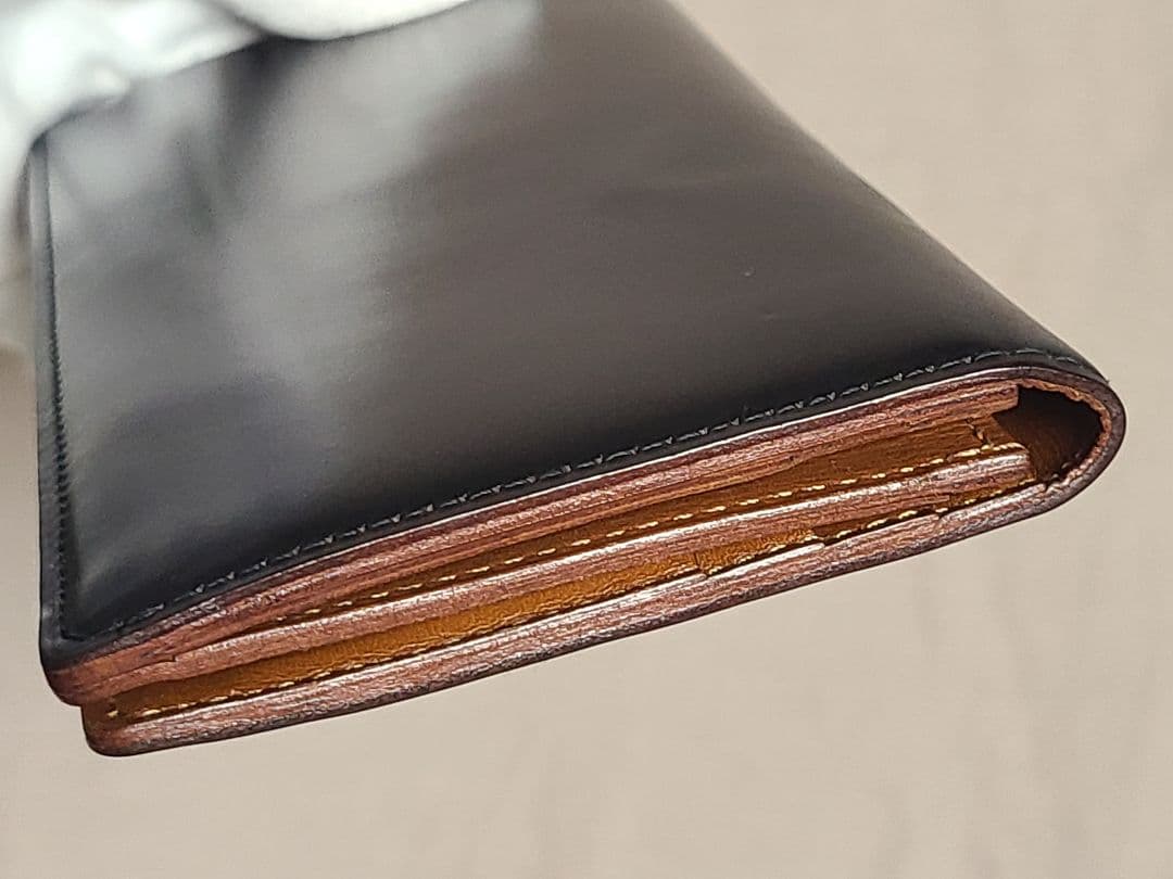【美品】土屋鞄コードバン長財布 札入れ ブラック 専用箱 保存袋 冊子付