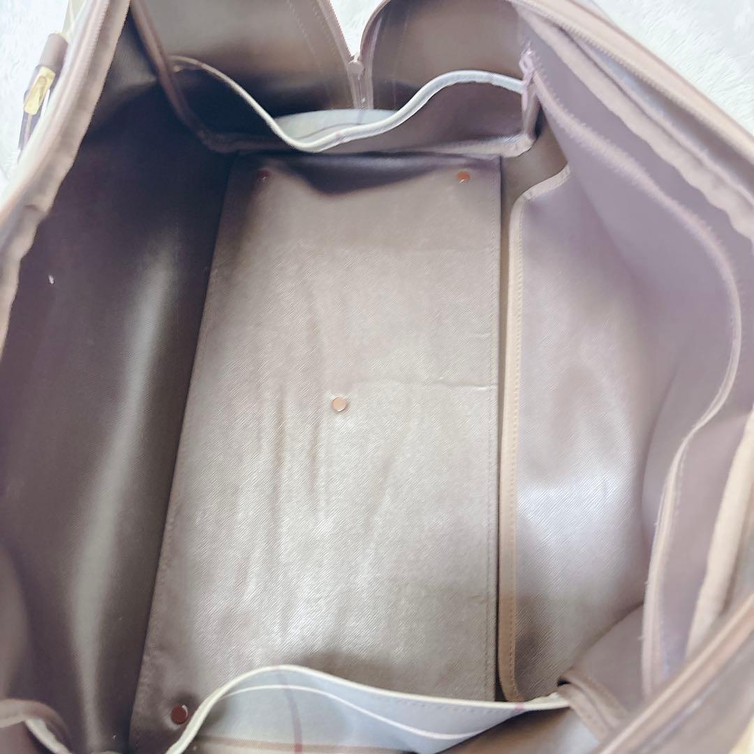 美品　バーバリー　ボストンバッグ　ノバチェック　ホースロゴ　玉虫色　大容量