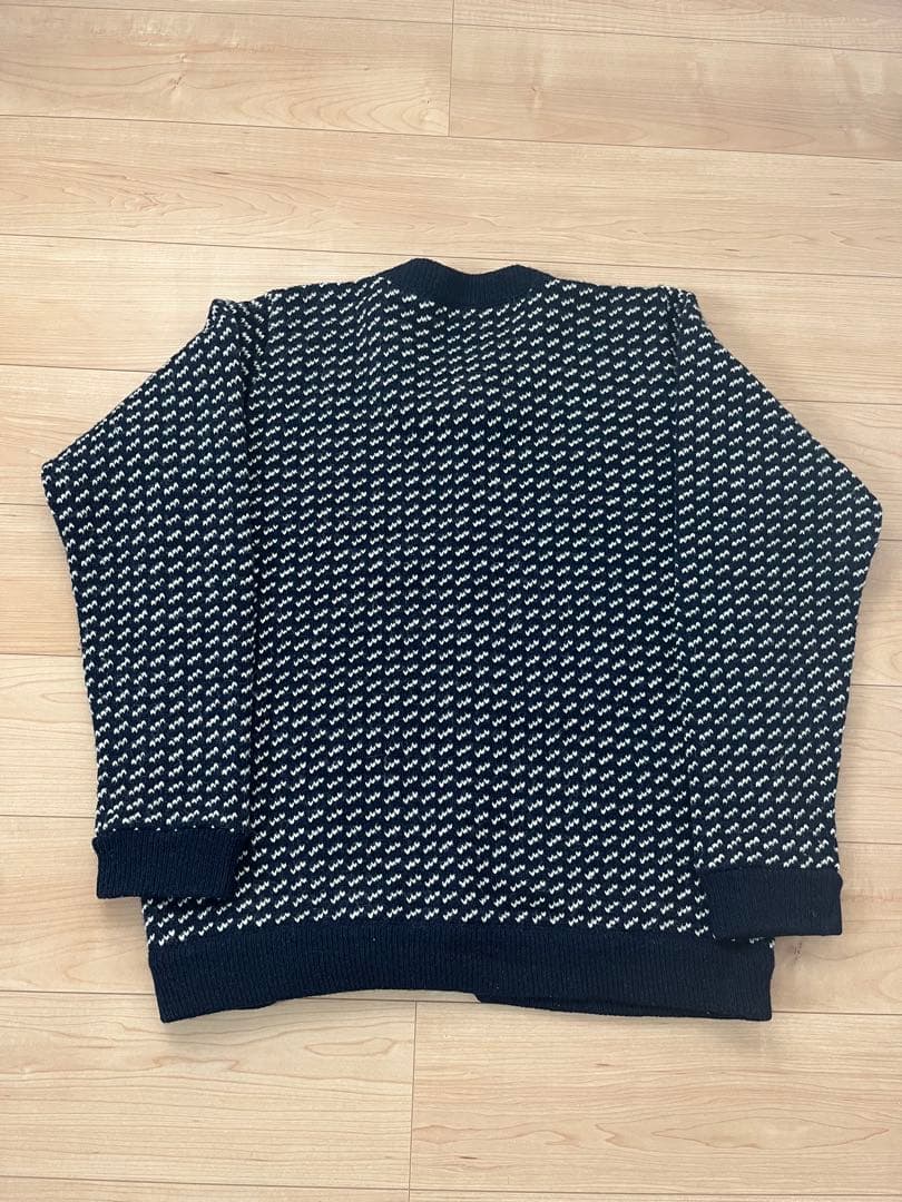 80s L.L.Bean ネイビー バーズアイ　カーディガン　ノルウェー製　L