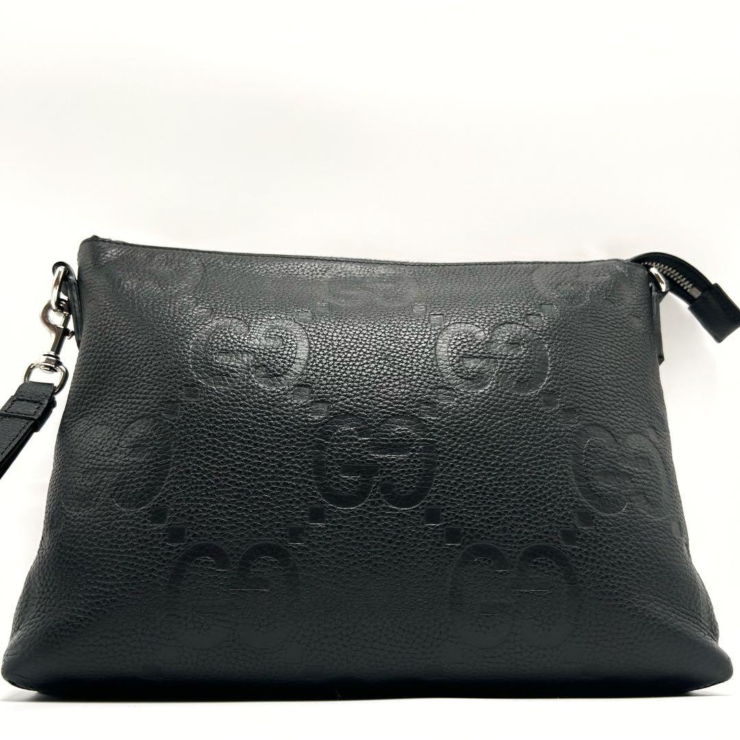 極美品 グッチ ショルダーバッグ メッセンジャー ジャンボGG ミディアム 黒色