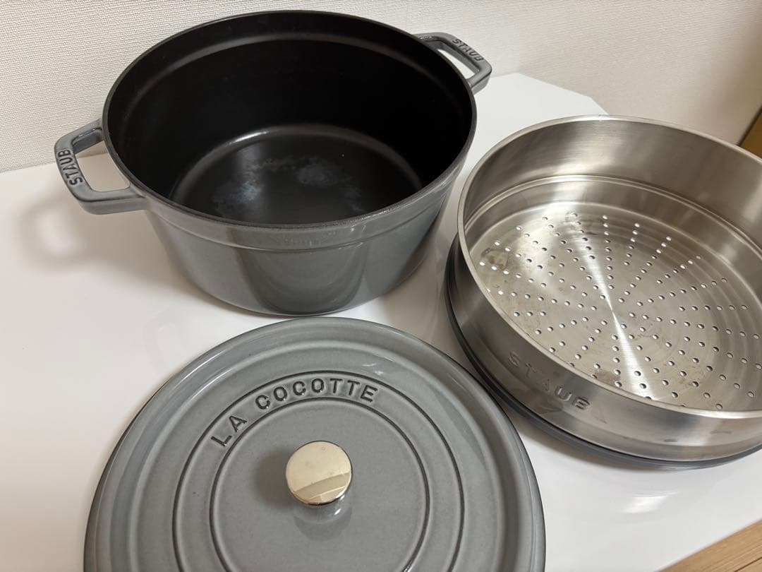 【ストウブStaub 26cm】ピコココット グレー スチーマーセット