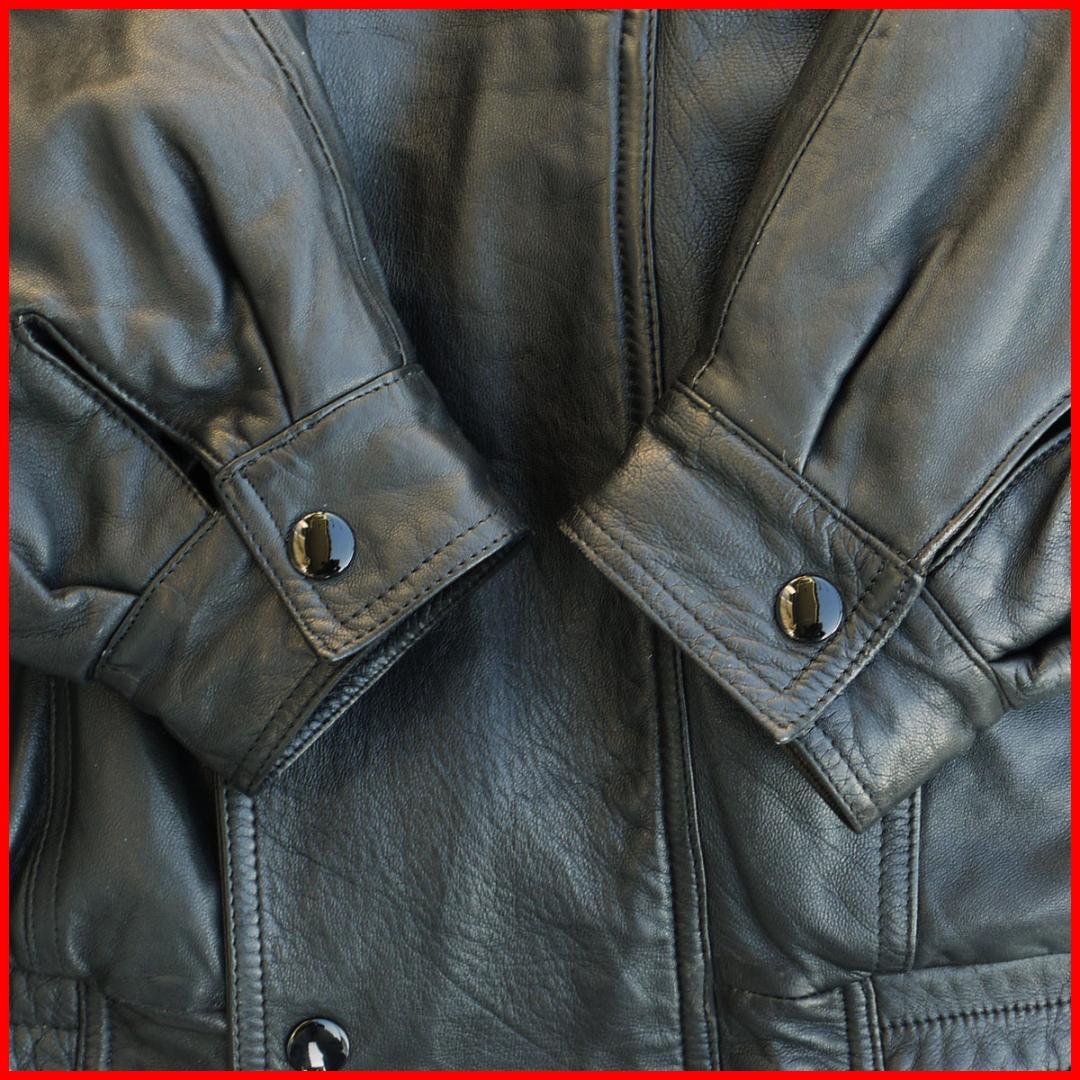 イタリアオリジン レザージャケット 毛皮 ブラック ビッグサイズ 短丈 本革 黒