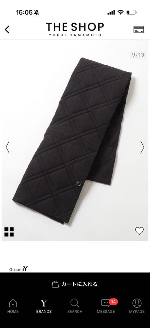 YGround Y 今季完売品ブラックマフラー　フリーサイズ