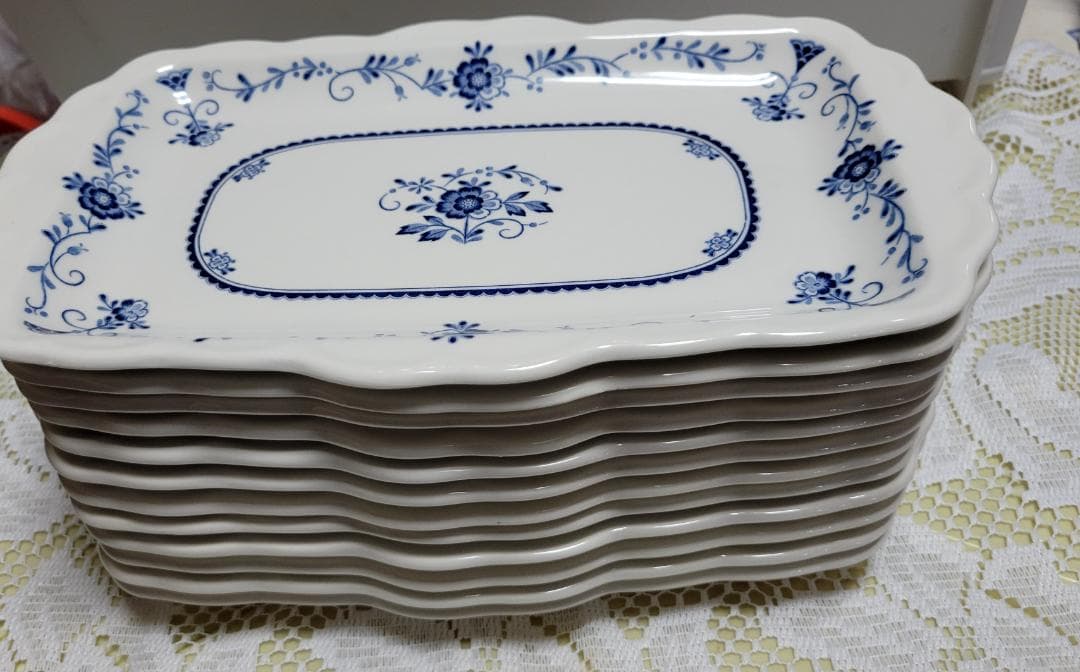 NIKKO 青い花模様 長方形皿 12枚セット