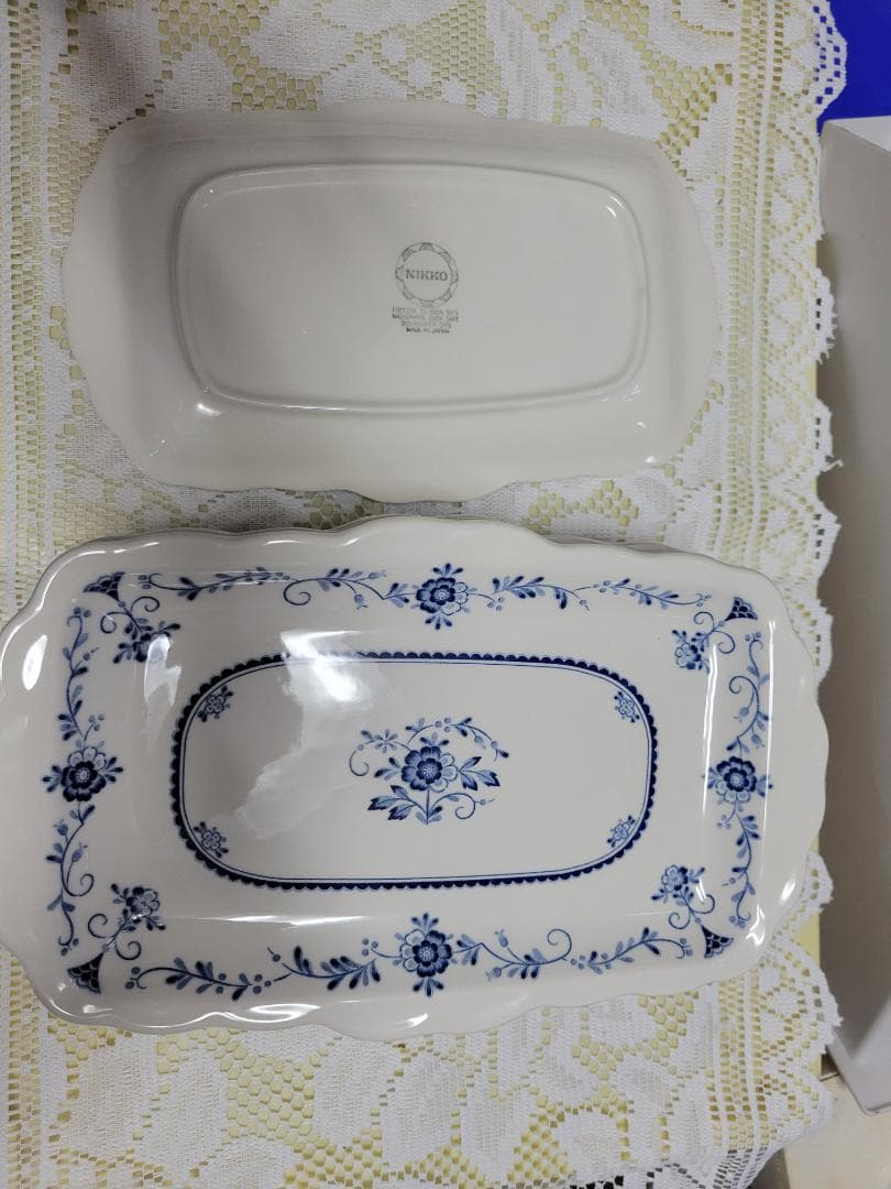 NIKKO 青い花模様 長方形皿 12枚セット