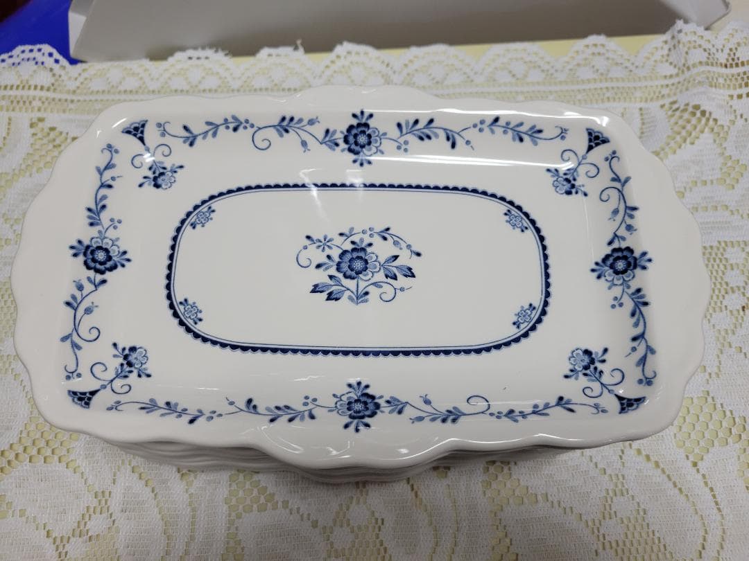 NIKKO 青い花模様 長方形皿 12枚セット