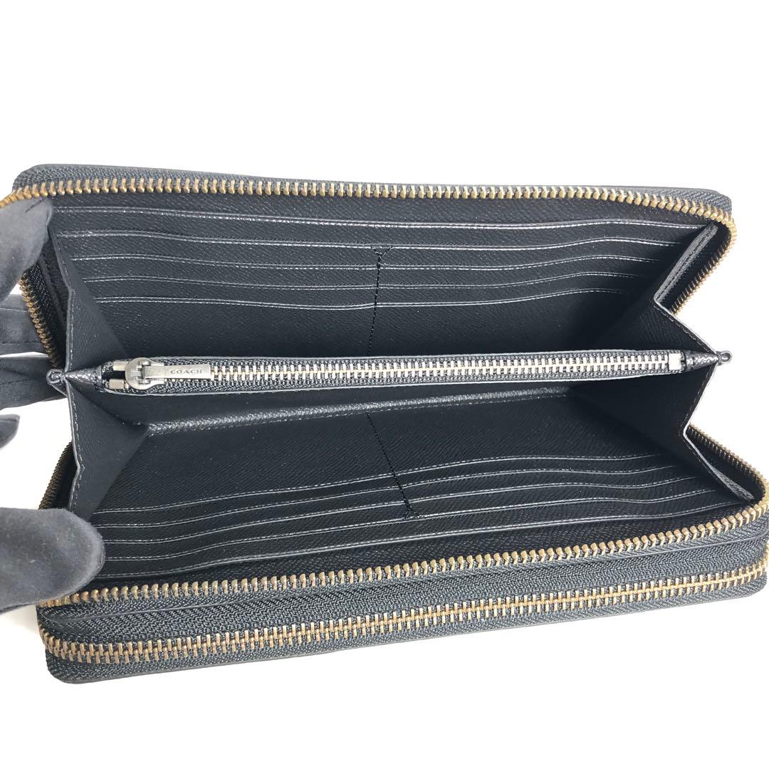 【美品】COACH コーチ ラウンドファスナー長財布 オーガナイザー ブラック