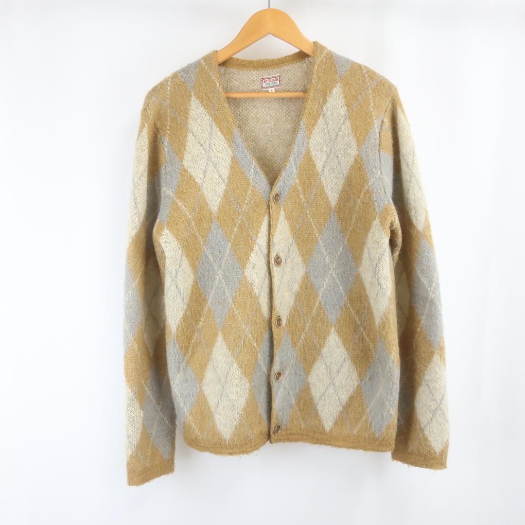 McGREGOR アーガイル モヘア ニット カーディガン 古着 L ブラウン