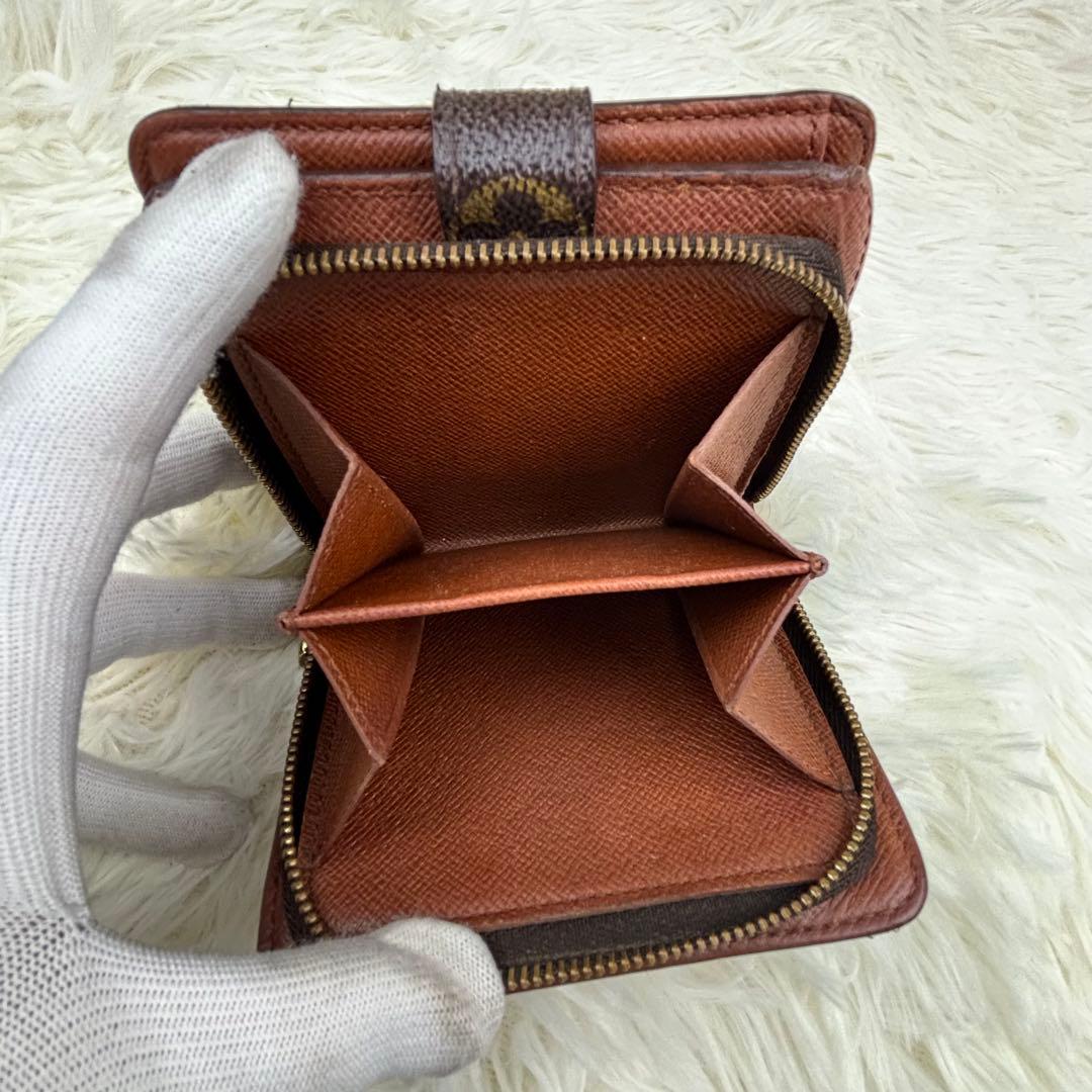 ルイ ヴィトン モノグラム コンパクトジップ ラウンドジップ ブラウン