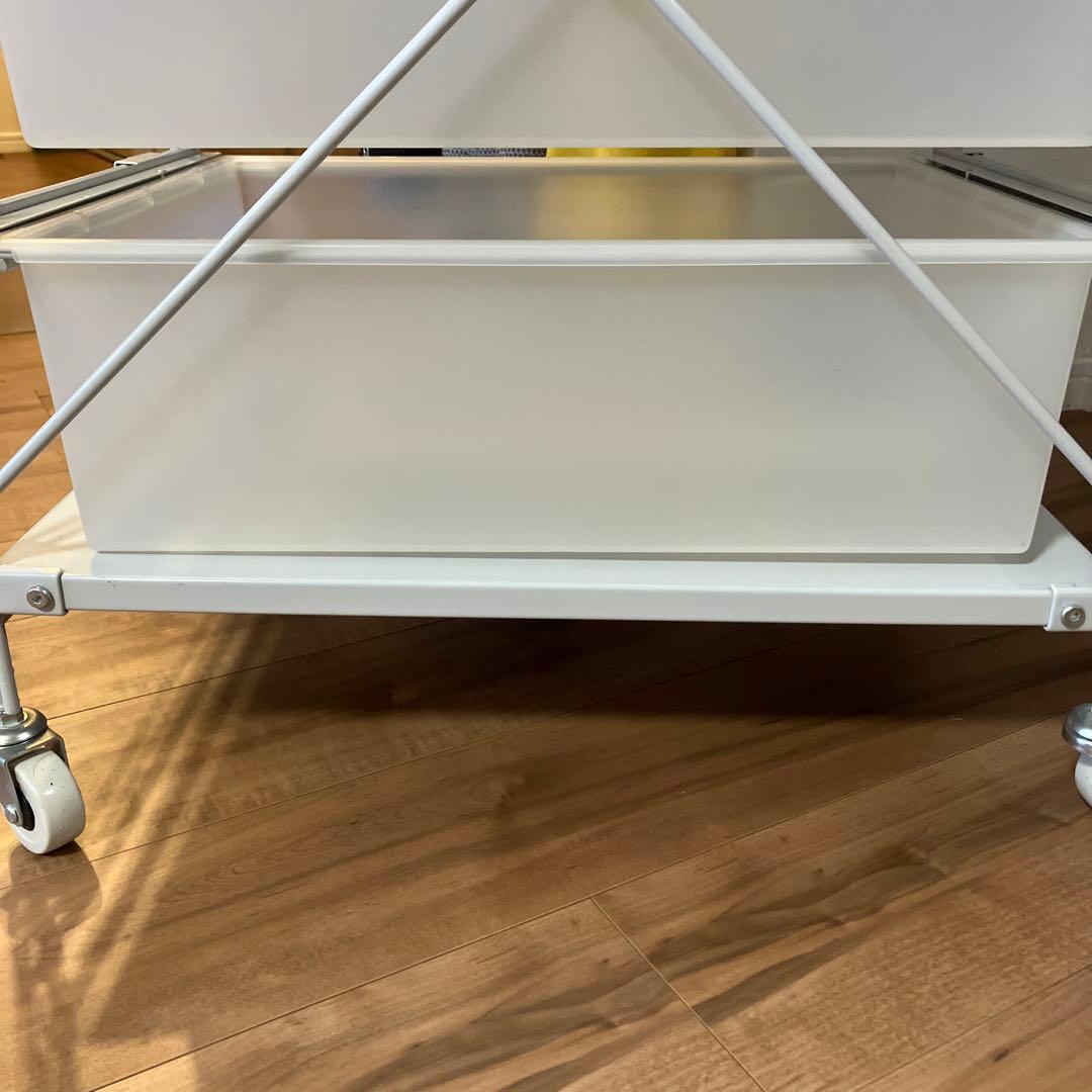 無印良品　スチールユニットシェルフ　キャスター付　引き出し4段　ライトグレー
