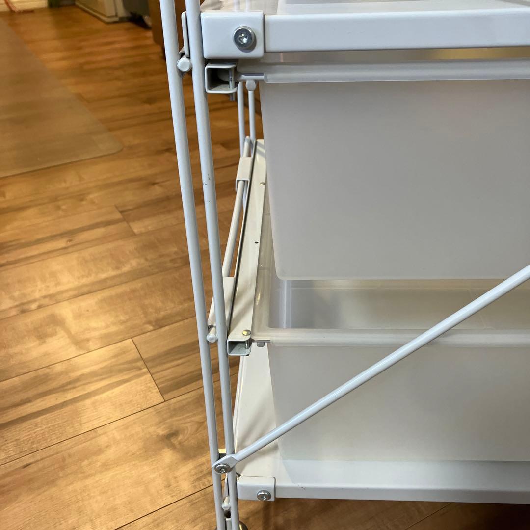 無印良品　スチールユニットシェルフ　キャスター付　引き出し4段　ライトグレー