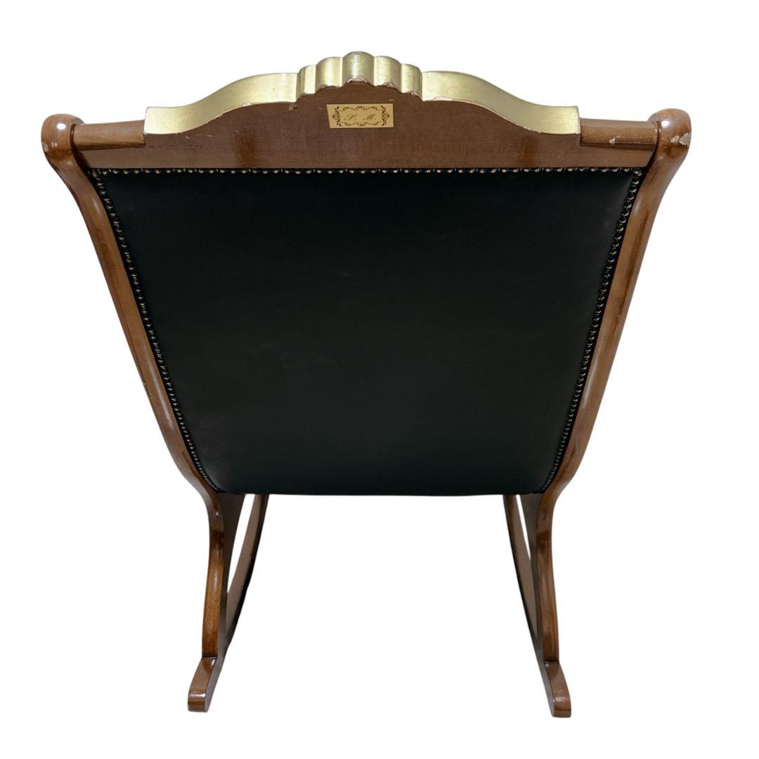 【希少】 ファシオシルバーノ ロッキングチェア 木製 レザー 椅子