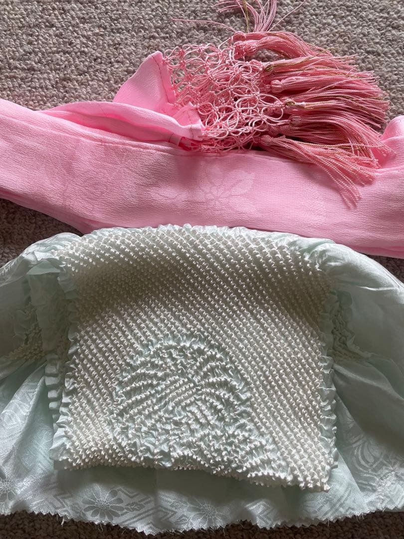 七五三　着物　7歳　正絹　フルセット　赤　ピンク　絞り柄