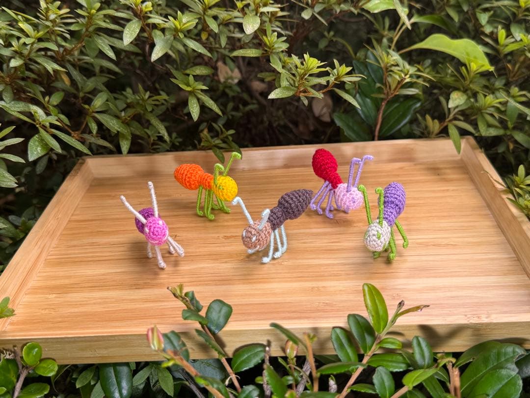 ハンドメイド クロシェ編み アリ 5体セット インテリア アート作品