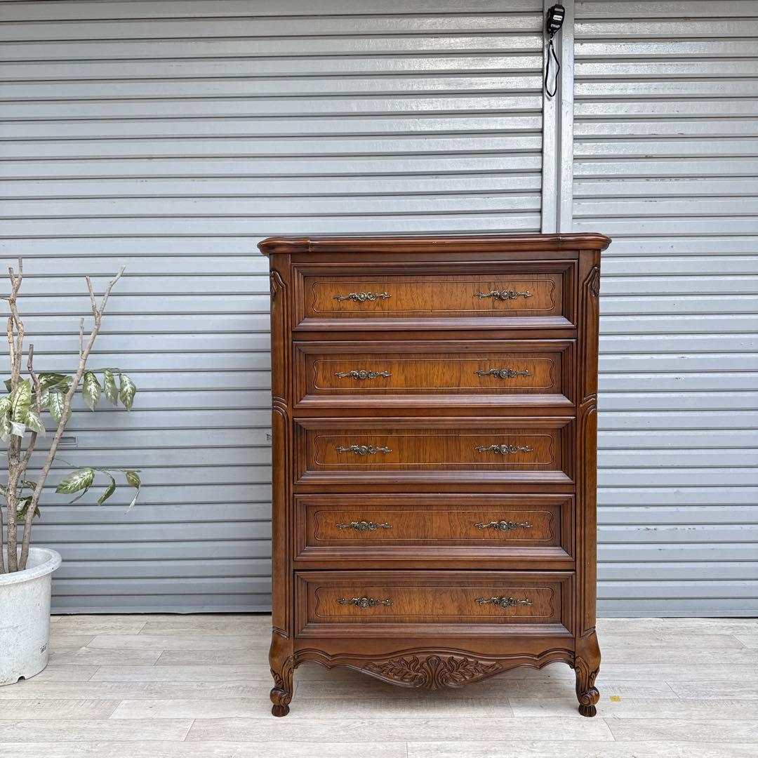 アンティーク調 チェスト 5段レリーフ ヨーロッパ