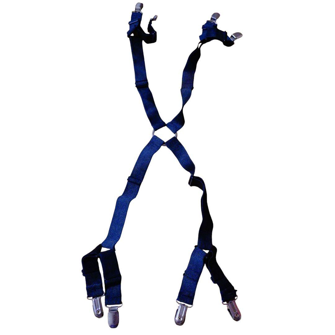 四角ベッドシーツクリップ ゴムバンド フラットシーツ 調節可能 (ブラック)